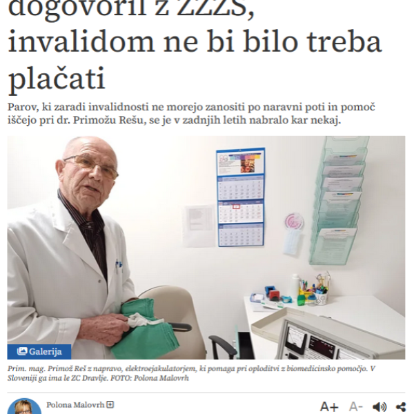 Primož Reš neplodnost ZC Dravlje za Delo